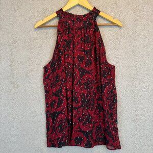 Simply Vera Vera Wang Floral Halter Top Red Black Roses Sleeveless Large